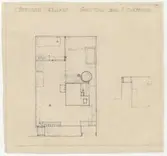 Apoteket/Petissan.
Planritning.
Petissan.
Källare.
Skiss till bad- och tvättrum.