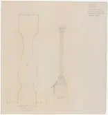 Kryddkramhandlarens hus.
Profilritning.
Balustrad i svalgång, Långa gatan, Djurgården, Stockholm.
