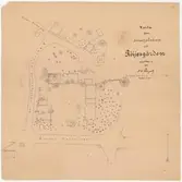 Älvrosgården.
Situationsplan
Karta öfver tomtplatsen till Röijesgården upprättad år 1915.