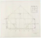 Skånegården. Norra log- och ladlängan.
Sektionsritning.