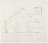 Skånegården. Norra log- och ladlängan.
Sektionsritning.