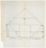 Skånegården. Norra log- och ladlängan.
Sektionsritning.