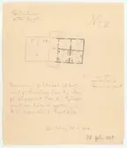 Skogaholms herrgård. Biblioteksflygeln.
Planritning/skiss/anteckningar.