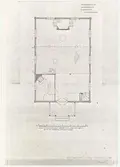 Missionshuset.
Planritning.
PLAN AV MISSIONSHUSET. UPPMÄTT OCH UPPRITAT 1978 AV BRITA VON KNORRING, NORDISKA MUSEET.
REV SKAFFERI I KÖK 1999-02-09.