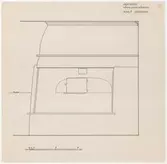 Ekshäradsgården.
Profilritning.
Rum F,  spisfasad.