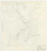 Skånegården på Skansen.
Situationsplan med vatten och avlopp och relation till kringliggande bebyggelse.