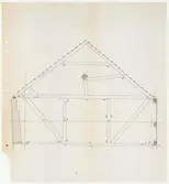 Skånegården. Norra log- och ladlängan.
Sektionsritning.