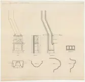Skogaholms herrgård. Köksflygeln.
Detaljritning.
FASAD. GAVELFASAD. SEKTION A-B. SKÄRNING C-D.
DETALJ 1. DETALJ 2. DETALJ 3.