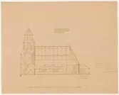 Seglora kyrka.
Sektionsritning.