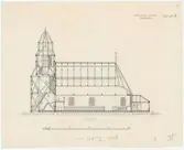 Seglora kyrka.
Sektionsritning.