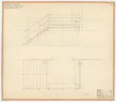 Skogaholms herrgård. Biblioteksflygeln.
Detaljritning.
TRAPPA TILL VÄSTRA FLYGELN EFTER FÖREBILD FRÅN LÄNNA BRUK, SÖDERMANLAND.