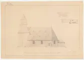 Seglora kyrka.
Fasadritning.
Fasad mot söder.