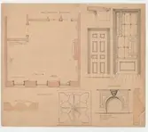 Hazeliushuset.
Profilritning.
Plan of Cap Ericsson's working-room.
Plan över John Ericssons arbetsrum.