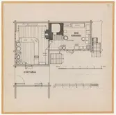 Kryddkramhandlarens hus.
Planritning.
Handelsboden.