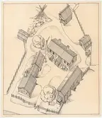 Älvrosgården.
Situationsplan.
Sedd ovanifrån.