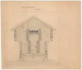 Vastveitloftet.
Fasadritning.
Framfasad.