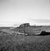 Ruffad motorbåt på land