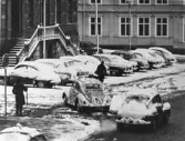 Rådhustorget, Söderhamn, i snölask. Foto 17 november 1962.