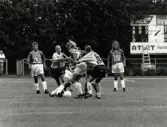Fotbollslaget Jitex BK spelar match på Kvarnbyvallen i Mölndal på 1990-talet. Motståndarlag och slutresultat är okända.