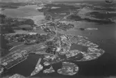 Flygfoto över Korsnäs sågverk i Dalarna.
