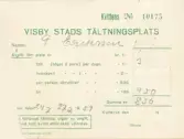 Familjen Erikssons tältsemestrar med bil på 1950- och 1960-talet. Biljett från Visby stads tältningsplats.
