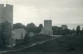 Vy över den medeltida ringmuren i Visby, Gotland 1927.
