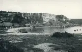 Snäckgärdsbaden i Visby på Gotland med de karaktäristiska klintarna i bakgrunden, 1927.