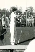 Davis-cup matchen Frankrike - Sverige i Stockholm 1926. Jean Borotra, fransk tennisspelare.