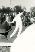 Davis-cup matchen Frankrike - Sverige i Stockholm 1926. Sune Malmström, tennisspelare.