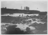 Dammen byggs 1897- Vy över Dalälven och bygget