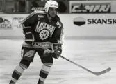 Ishockeymatch mellan IF Mölndal Hockey och Tyringe SoSS i Åby ishall, Idrottsvägen 5 i Åby, Mölndal, år 1987-1988.