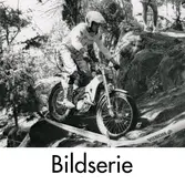 Serie om tre svartvita fotografier som visar trial vid Blixåsbanan i Balltorp, Mölndal, år 1992.