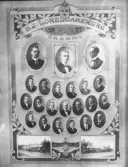 Kollage över deltagare i SJ's lokeldarekurs, 1917