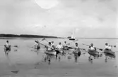 Grupp paddlar kajak, 1912