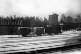 Godsvagn med timmerlast på Strömtorps bangård, Degerfors, 1915