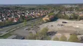 Vy från Svampen ned mot det rivna mejeriet, 2011-04-25