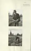 Skansen. Arbetsliv.  Linberedning. Linet läggs ut till rötning av trädgårdsarbetare Fritz Olsson. Skansen 1955.Fritz Olsson på Skansen 1955.