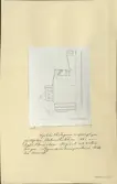 Skansen. Byggnader. Blekingestugan. Ritning av ursprunglig gårdsplan.