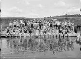 Simskoleelever på brygga, Fyrisån, Uppsala 1935