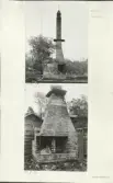 Skansen. Byggnader. Dala- och Moragården under flytten och uppförandet. Eldstad, murstock.