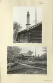 Skansen. Byggnader. Dala- och Moragården under flytten och uppförandet.
