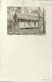 Skansen. Byggnader. Dala- och Moragården under flytten och uppförandet.
 Hedningshuset.