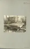 Skansen. Byggnader. Dala- och Moragården under flytten och uppförandet.
 Hedninghuset.