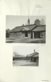Skansen. Byggnader. Dala- och Moragården under flytten och uppförandet.
