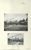 Skansen. Byggnader. Dala- och Moragården under flytten och uppförandet.
