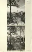 Skansen. Byggnader. Dala- och Moragården under flytten och uppförandet.
