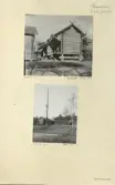 Skansen. Byggnader. Dala- och Moragården under flytten och uppförandet.
