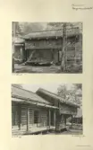 Skansen. Byggnader. Dala- och Moragården under flytten och uppförandet.
 Bergkarlåsloftet.