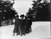 Två män och två kvinnor på en snöig kulle, Uppsala