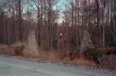 Skogen, äldre grindstolpar av sten vid väg 2127. Kvarnen 1:9  Ör